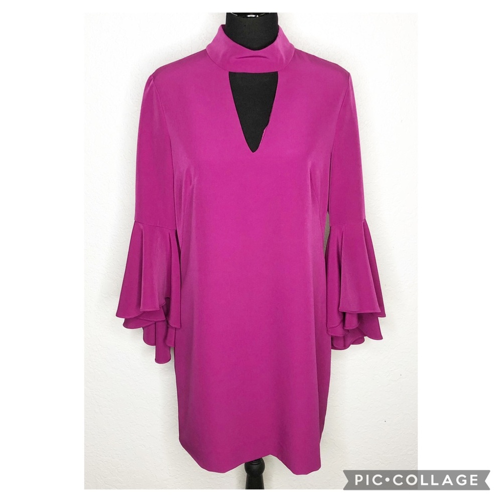 Milly dark pink cutout flared sleeve shift‎ dress size 12